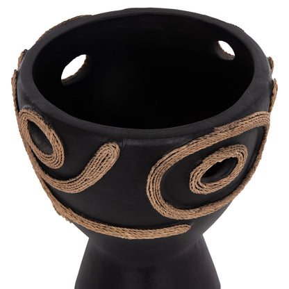 TABLE DECORATIVE VASE DEAN HM4678.01 TERRACOTA IN BLACK-Φ25x28Hcm.