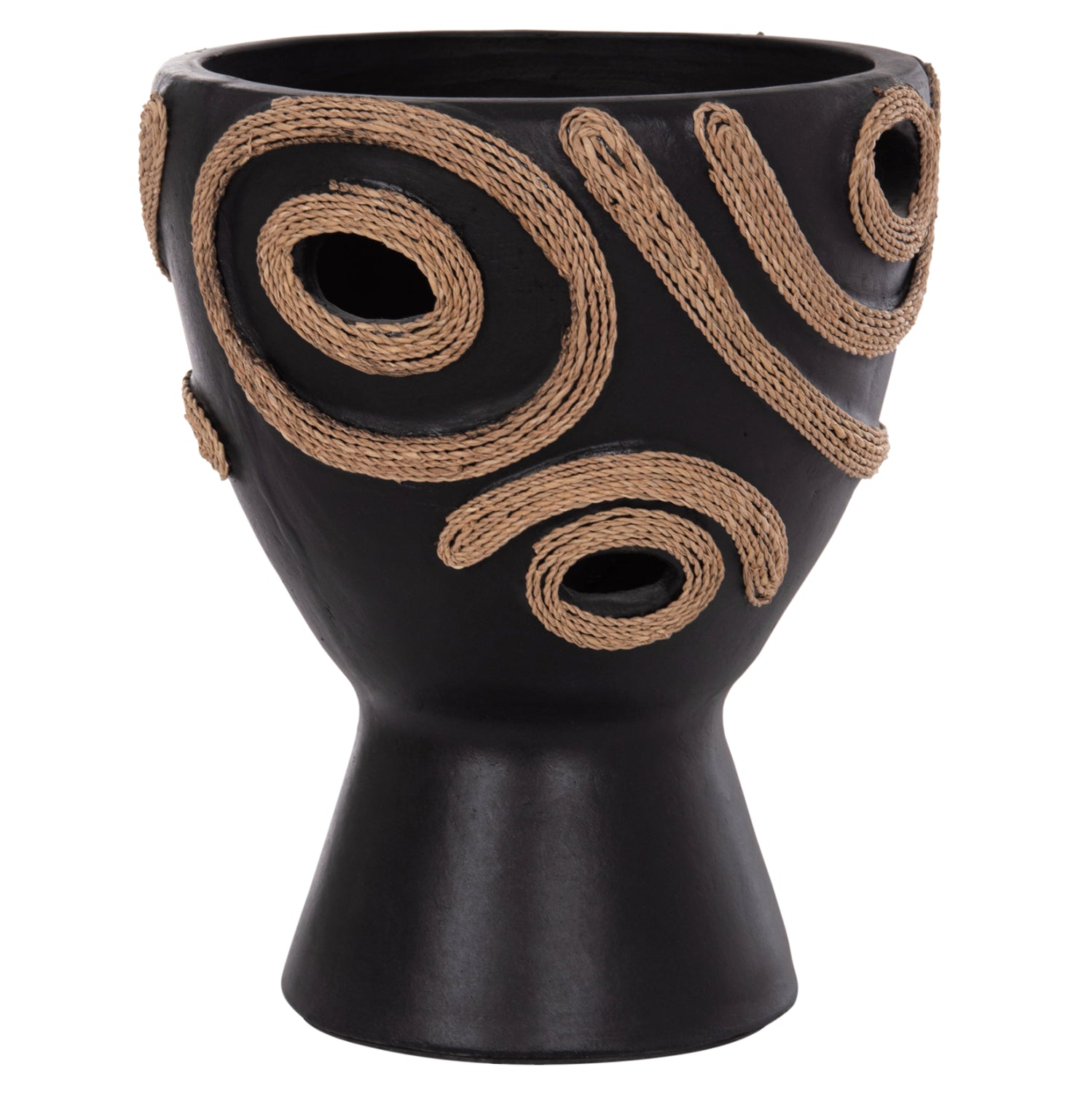 TABLE DECORATIVE VASE DEAN HM4678.01 TERRACOTA IN BLACK-Φ25x28Hcm.