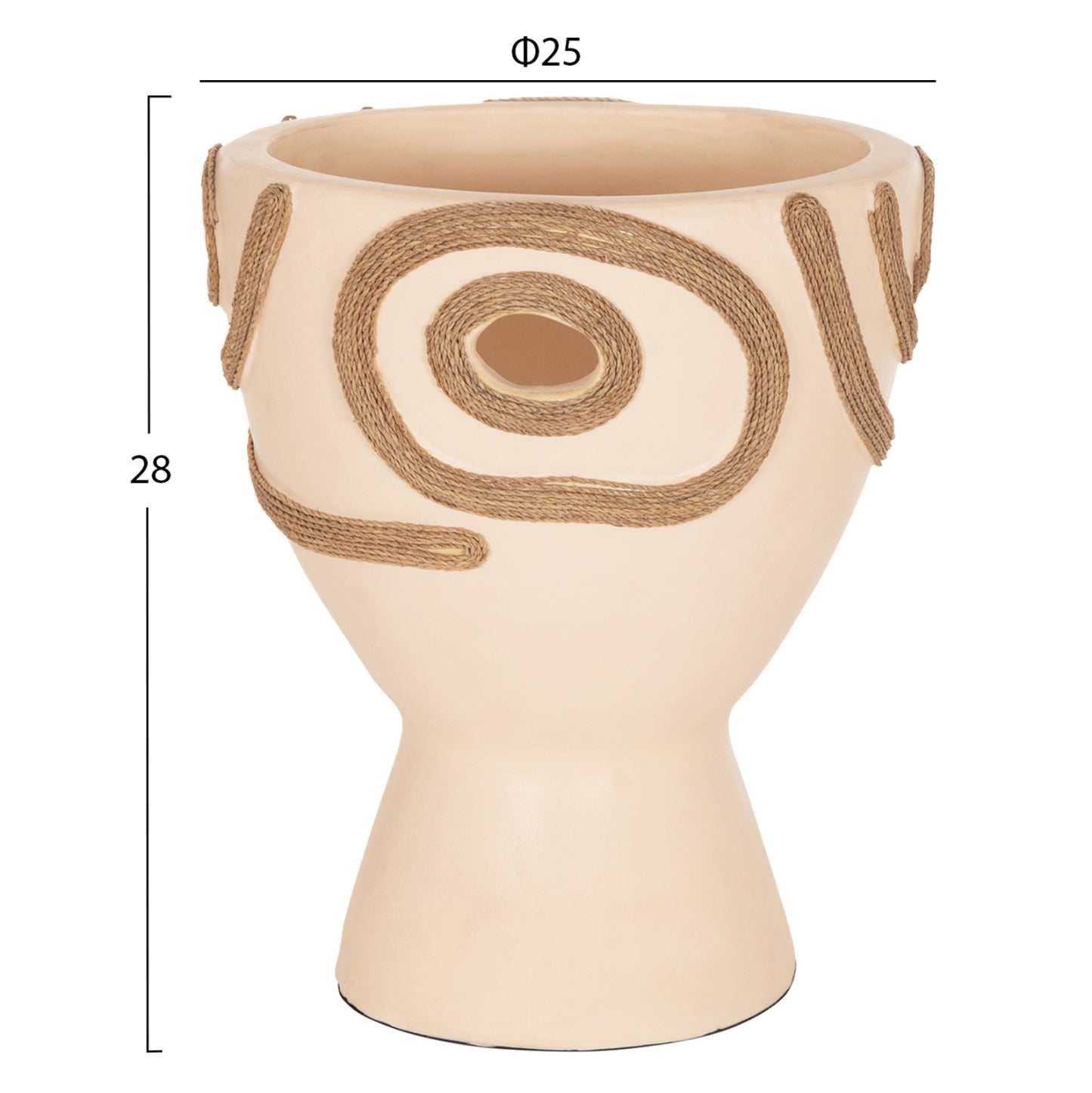 TABLE DECORATIVE VASE DEAN HM4678.02 TERRACOTA IN CREAM WHITE--Φ23x29Hcm.