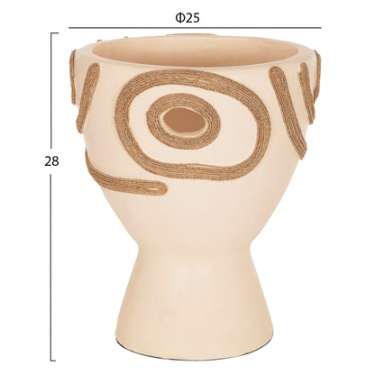 TABLE DECORATIVE VASE DEAN HM4678.02 TERRACOTA IN CREAM WHITE--Φ23x29Hcm.