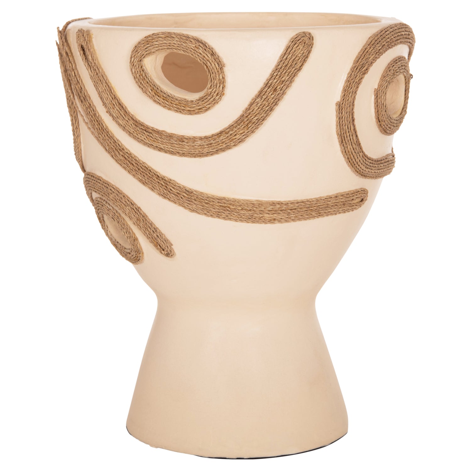 TABLE DECORATIVE VASE DEAN HM4678.02 TERRACOTA IN CREAM WHITE--Φ23x29Hcm.