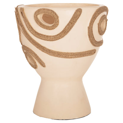 TABLE DECORATIVE VASE DEAN HM4678.02 TERRACOTA IN CREAM WHITE--Φ23x29Hcm.
