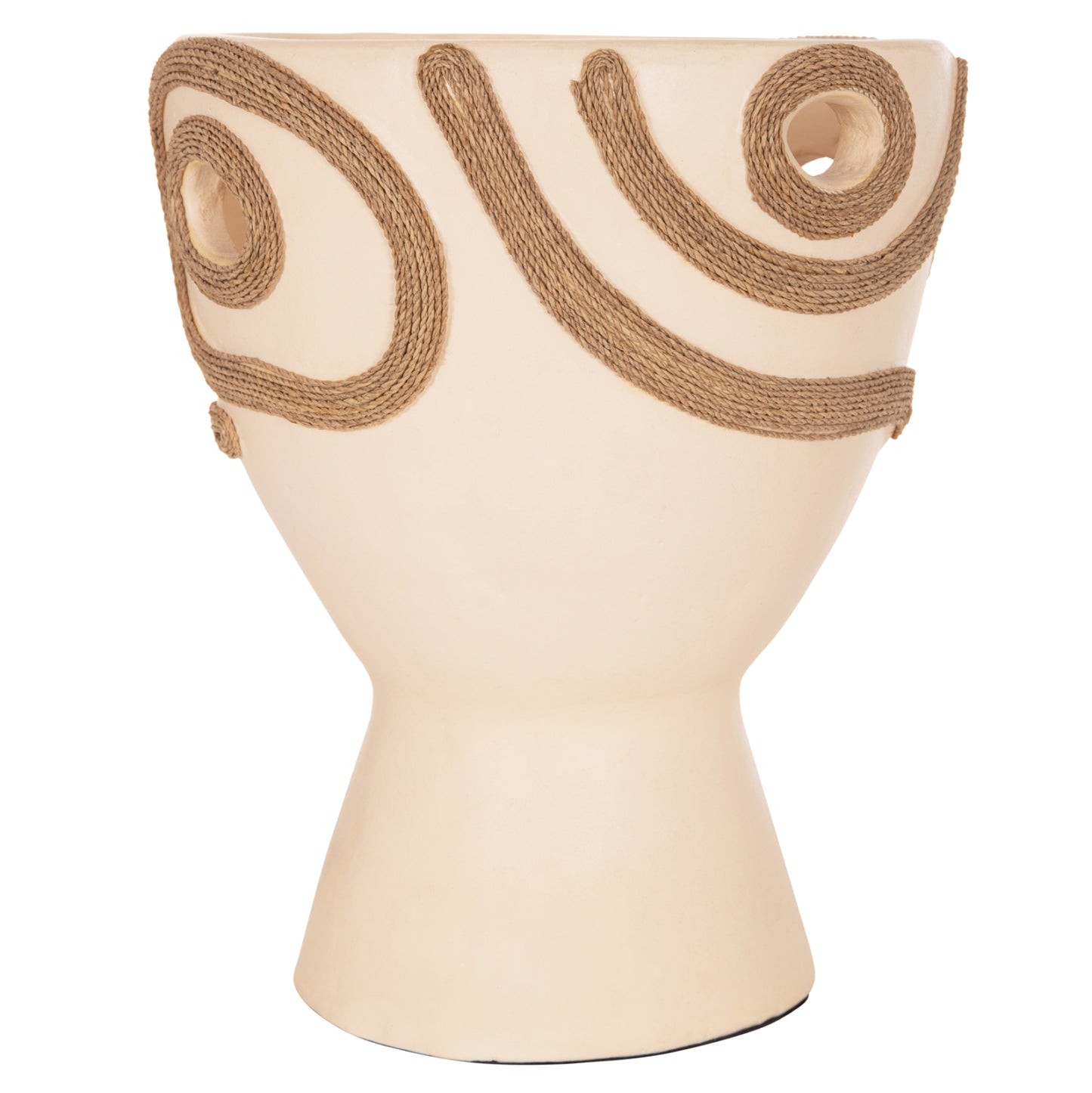 TABLE DECORATIVE VASE DEAN HM4678.02 TERRACOTA IN CREAM WHITE--Φ23x29Hcm.