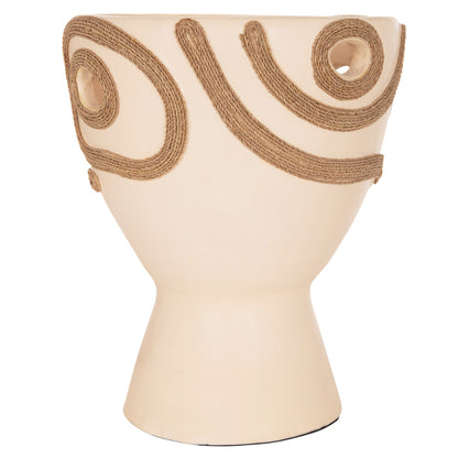 TABLE DECORATIVE VASE DEAN HM4678.02 TERRACOTA IN CREAM WHITE--Φ23x29Hcm.
