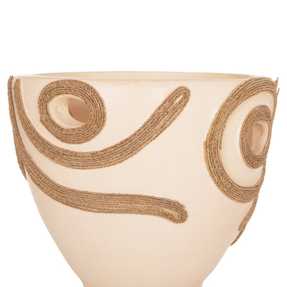 TABLE DECORATIVE VASE DEAN HM4678.02 TERRACOTA IN CREAM WHITE--Φ23x29Hcm.