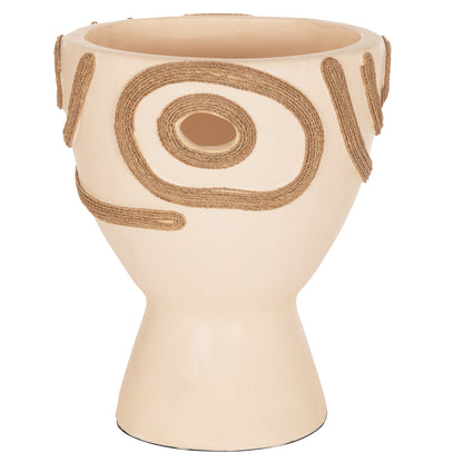 TABLE DECORATIVE VASE DEAN HM4678.02 TERRACOTA IN CREAM WHITE--Φ23x29Hcm.