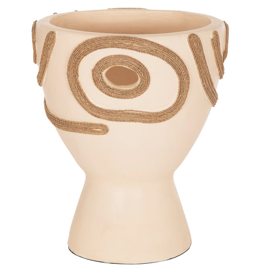 TABLE DECORATIVE VASE DEAN HM4678.02 TERRACOTA IN CREAM WHITE--Φ23x29Hcm.