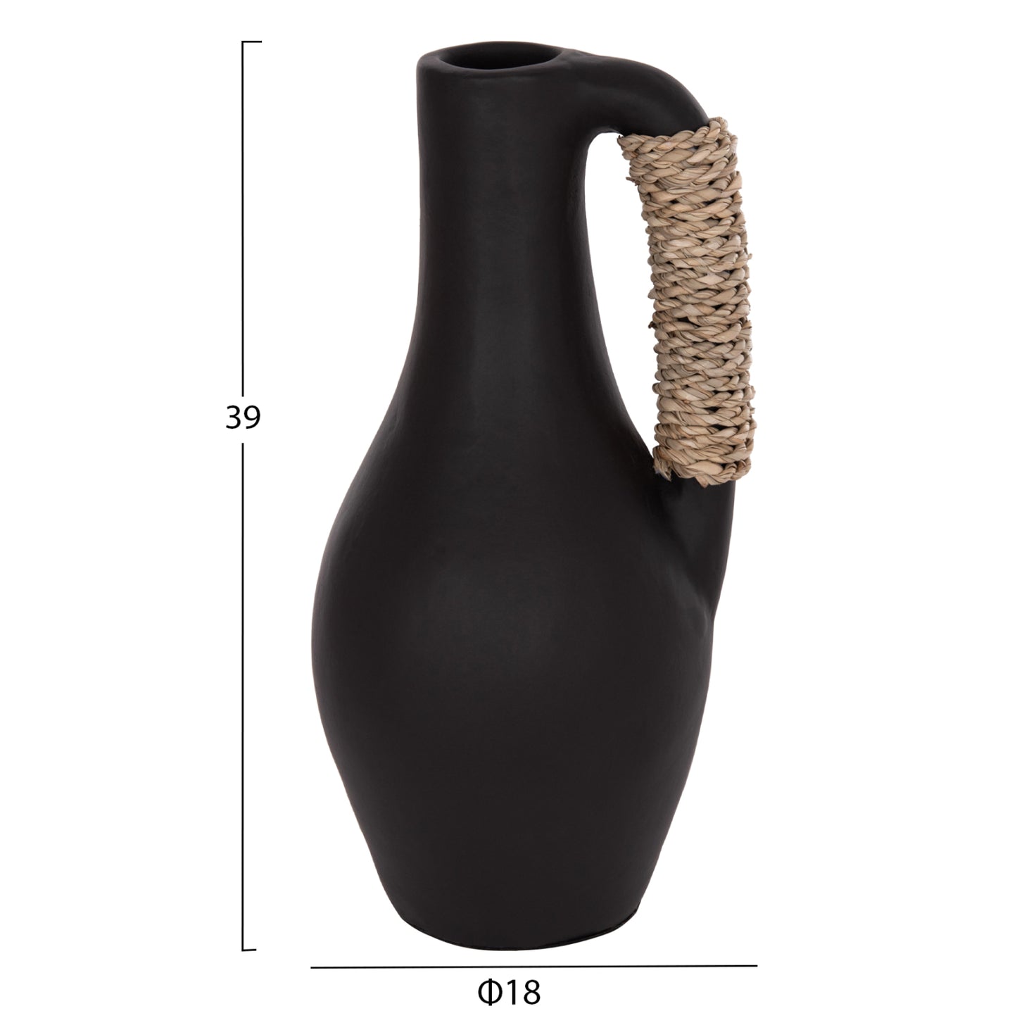 TABLE DECORATIVE VASE CAMMER HM4687.01L TERRACOTA IN BLACK--Φ18x39Hcm.