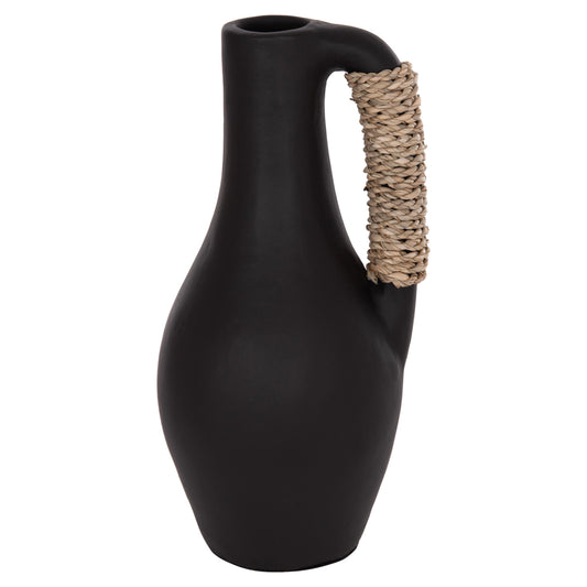 TABLE DECORATIVE VASE CAMMER HM4687.01L TERRACOTA IN BLACK--Φ18x39Hcm.