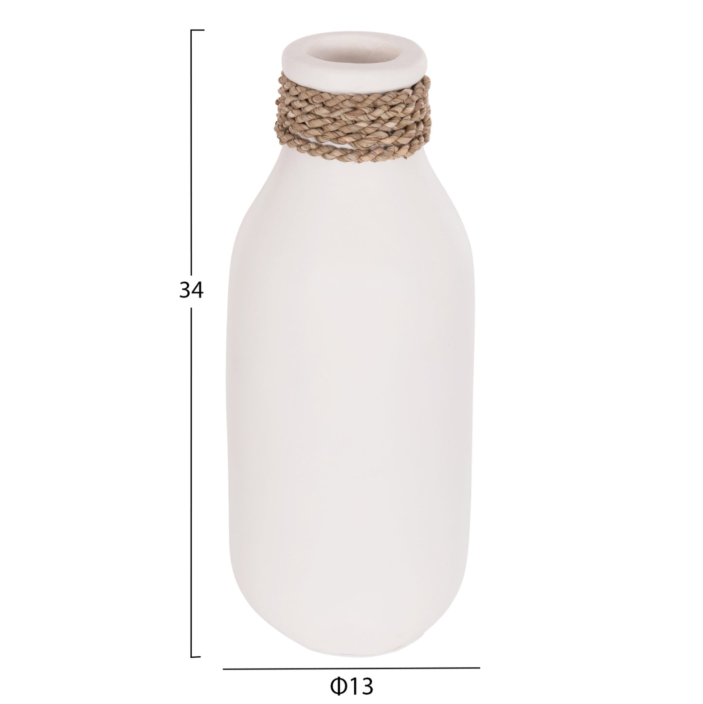 TABLE DECORATIVE VASE CAMMER HM4687.02M TERRACOTA IN WHITE--Φ13x34Hcm.