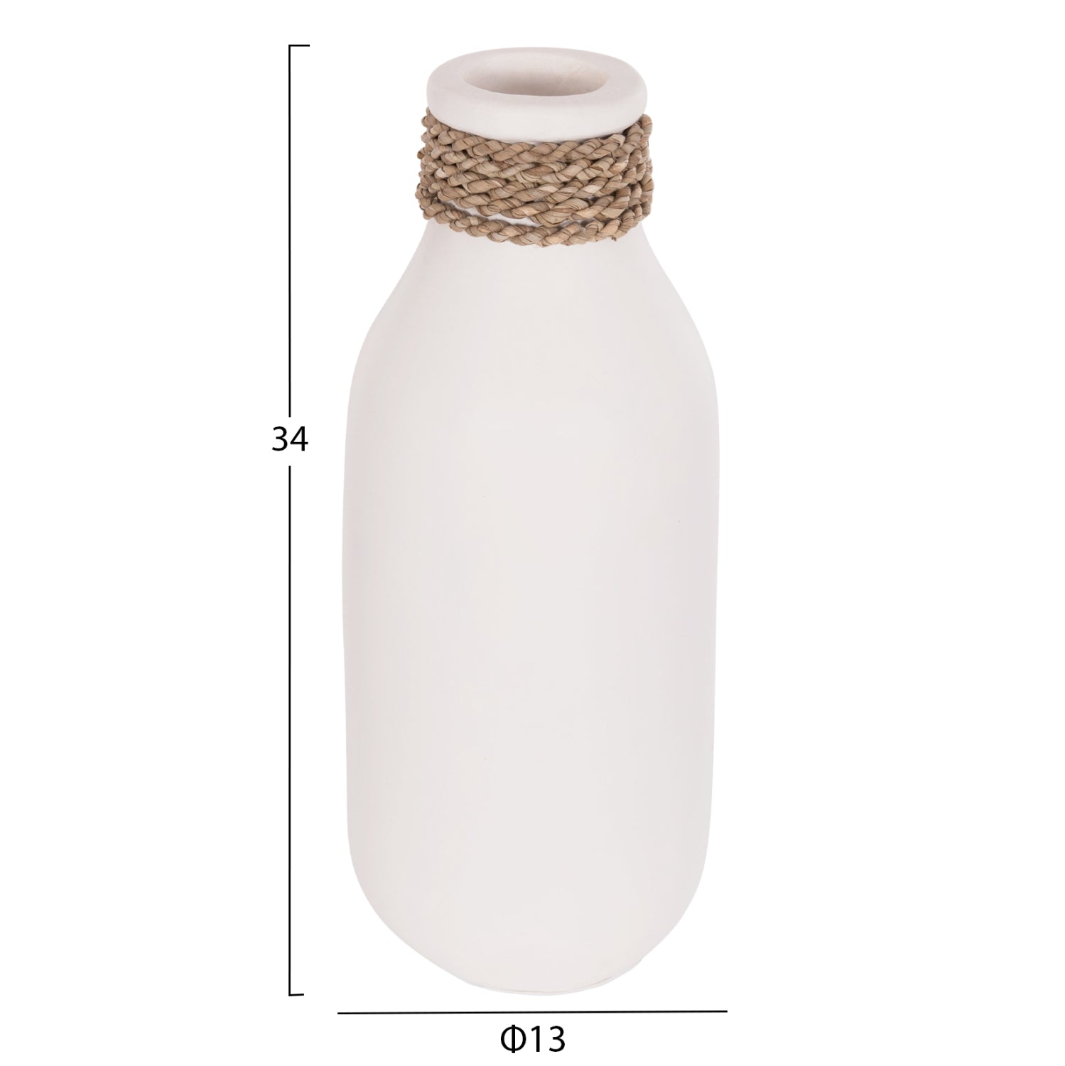 TABLE DECORATIVE VASE CAMMER HM4687.02M TERRACOTA IN WHITE--Φ13x34Hcm.