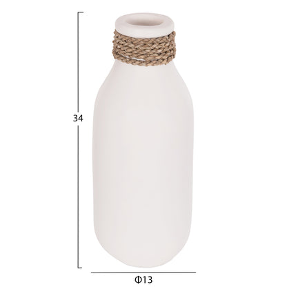 TABLE DECORATIVE VASE CAMMER HM4687.02M TERRACOTA IN WHITE--Φ13x34Hcm.