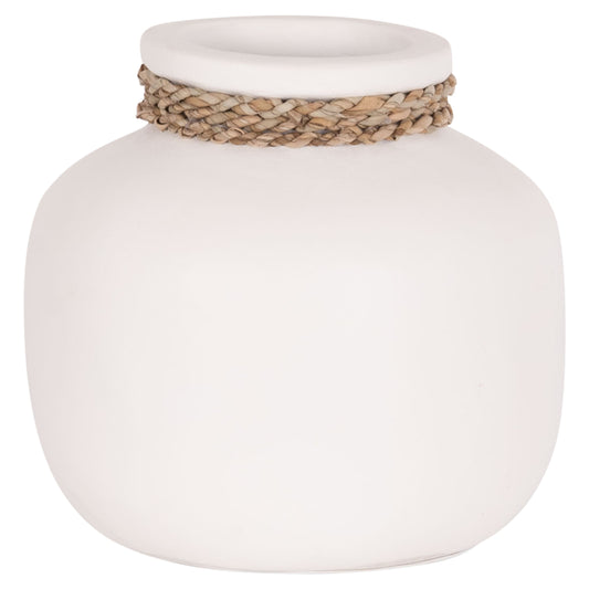TABLE DECORATIVE VASE CAMMER HM4687.02S TERRACOTA IN WHITE--Φ22x20Hcm.