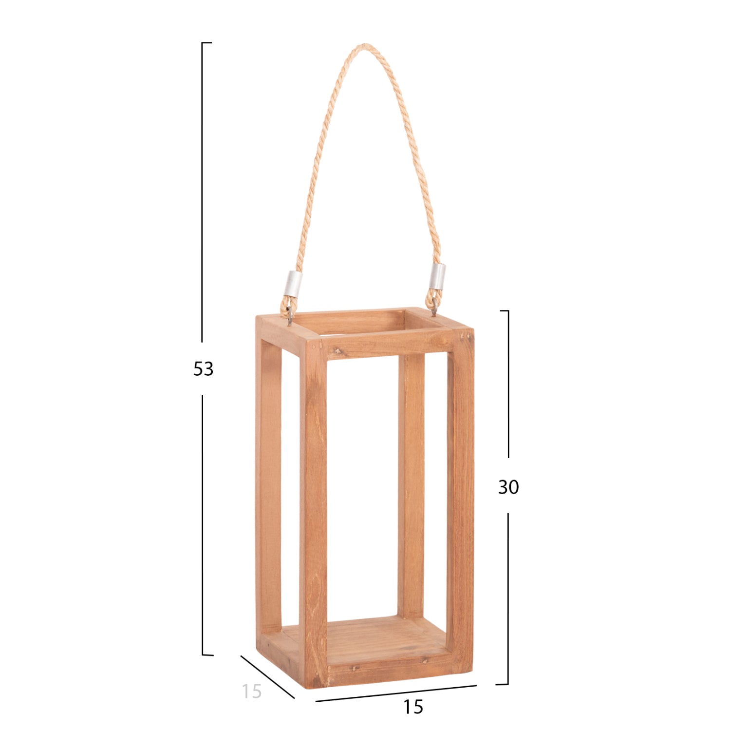 DECORATIVE TABLE LANTERN FOR CANDLES FENT HM4583 TEAK WOOD IN NATURAL 15x15x30-53Hcm.