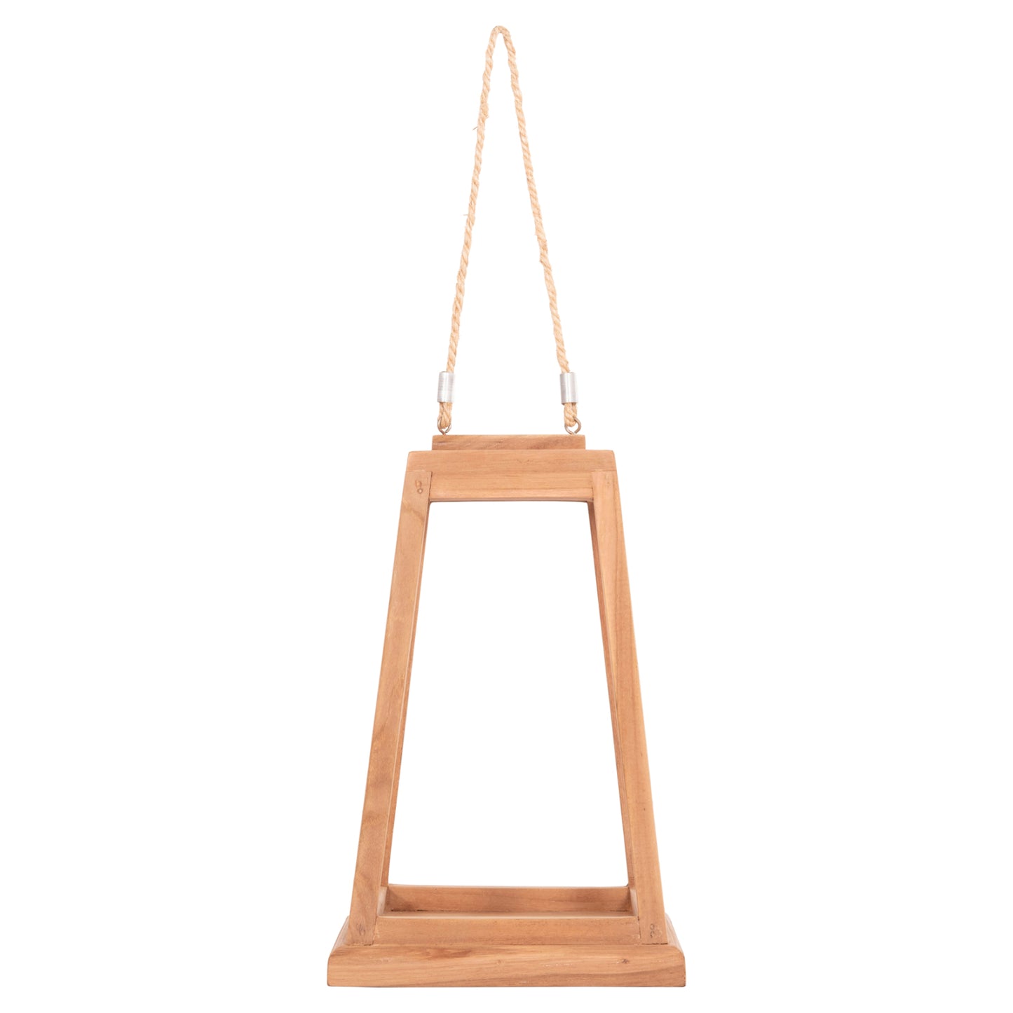 DECORATIVE TABLE LANTERN FOR CANDLES RAMI HM4584 TEAK WOOD IN NATURAL 25x25x39-67Hcm.