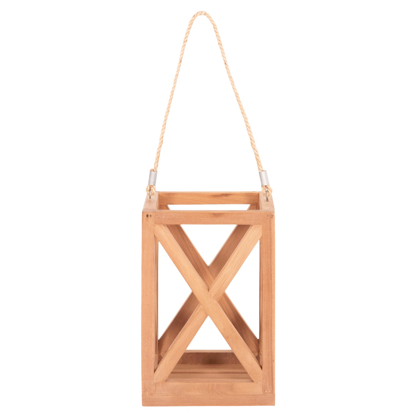 DECORATIVE TABLE LANTERN FOR CANDLES FENT HM4581 TEAK WOOD IN NATURAL 20x20x30-58Hcm.