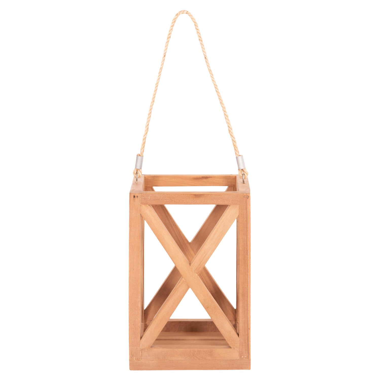 DECORATIVE TABLE LANTERN FOR CANDLES FENT HM4581 TEAK WOOD IN NATURAL 20x20x30-58Hcm.