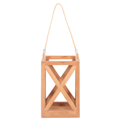 DECORATIVE TABLE LANTERN FOR CANDLES FENT HM4581 TEAK WOOD IN NATURAL 20x20x30-58Hcm.