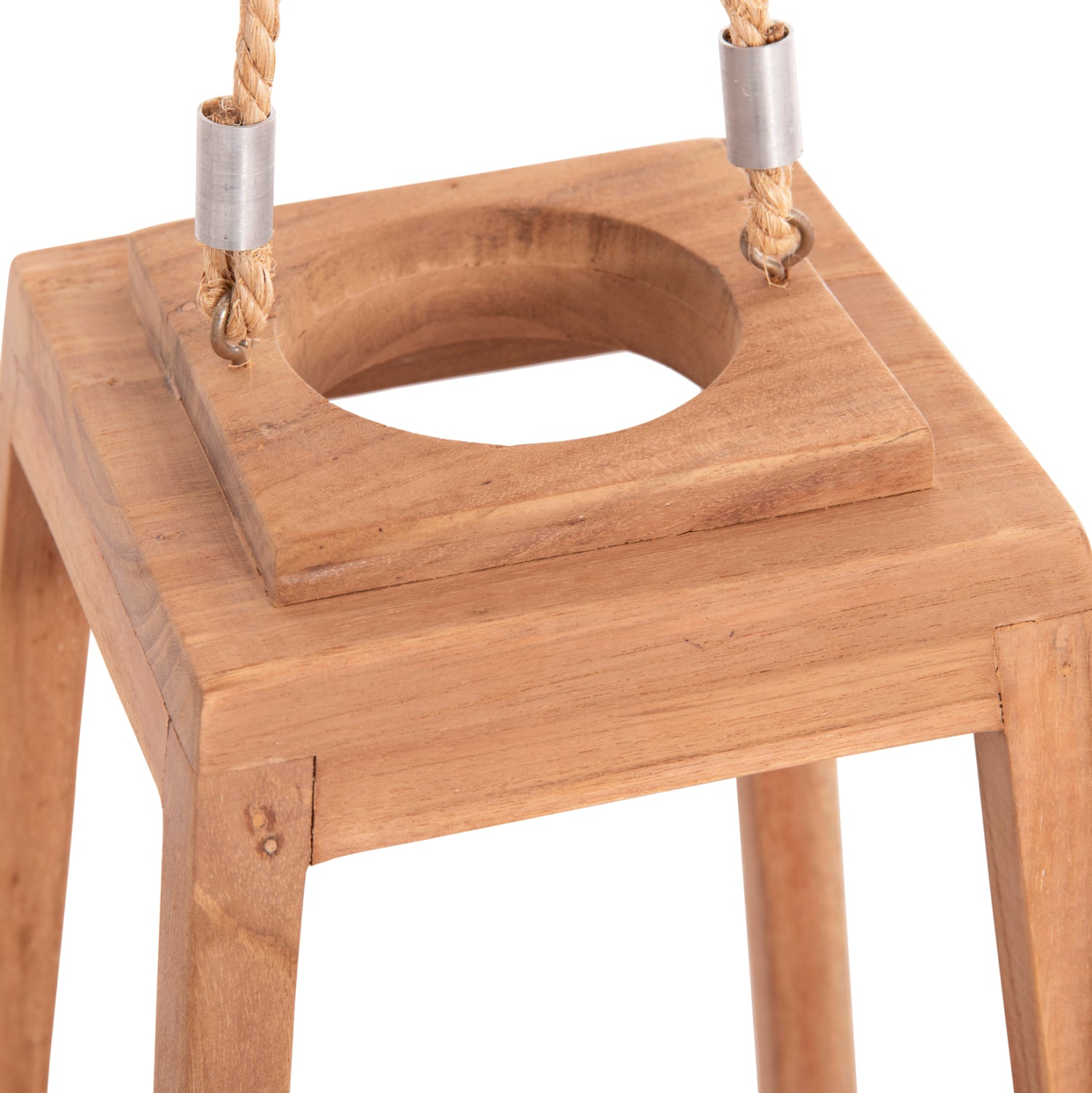 DECORATIVE TABLE LANTERN FOR CANDLES RAMI HM4584 TEAK WOOD IN NATURAL 25x25x39-67Hcm.