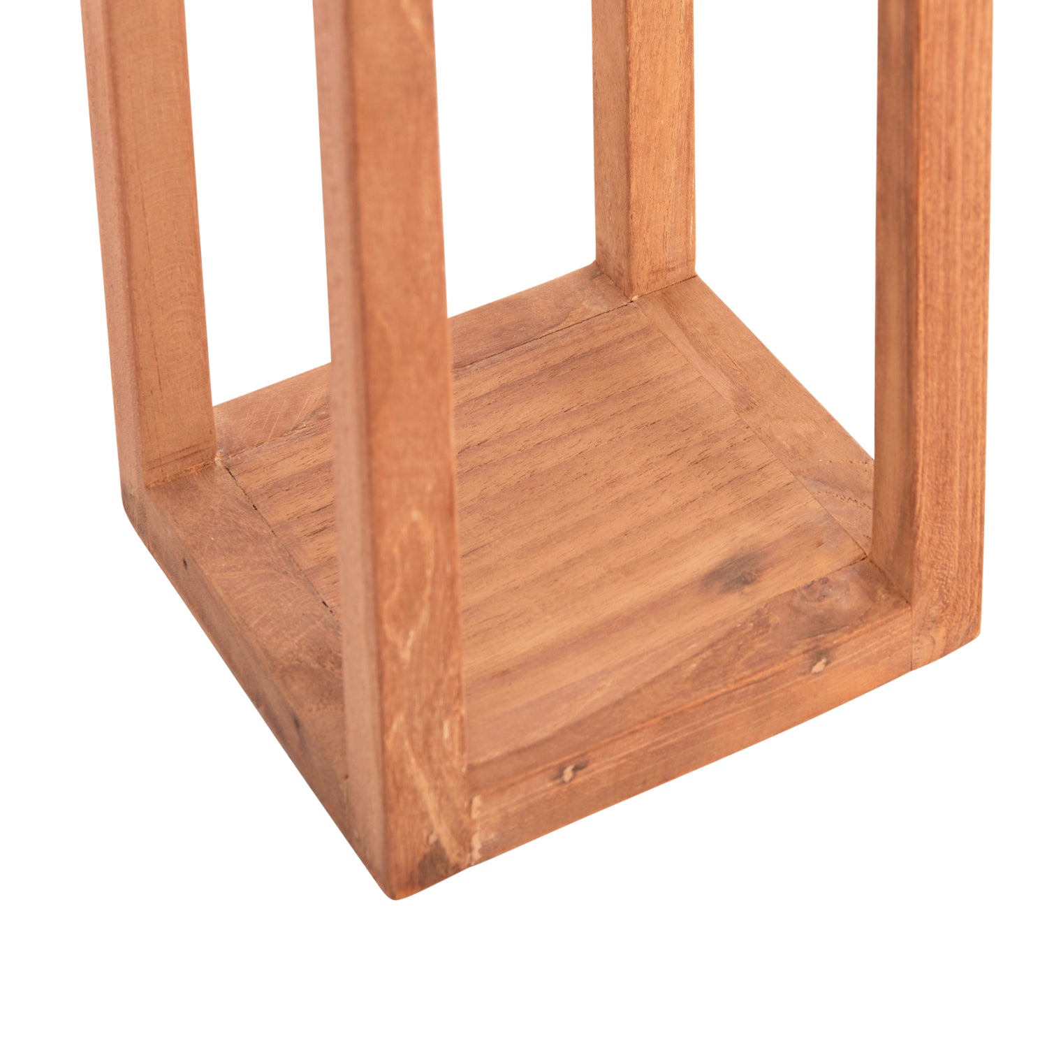 DECORATIVE TABLE LANTERN FOR CANDLES FENT HM4583 TEAK WOOD IN NATURAL 15x15x30-53Hcm.