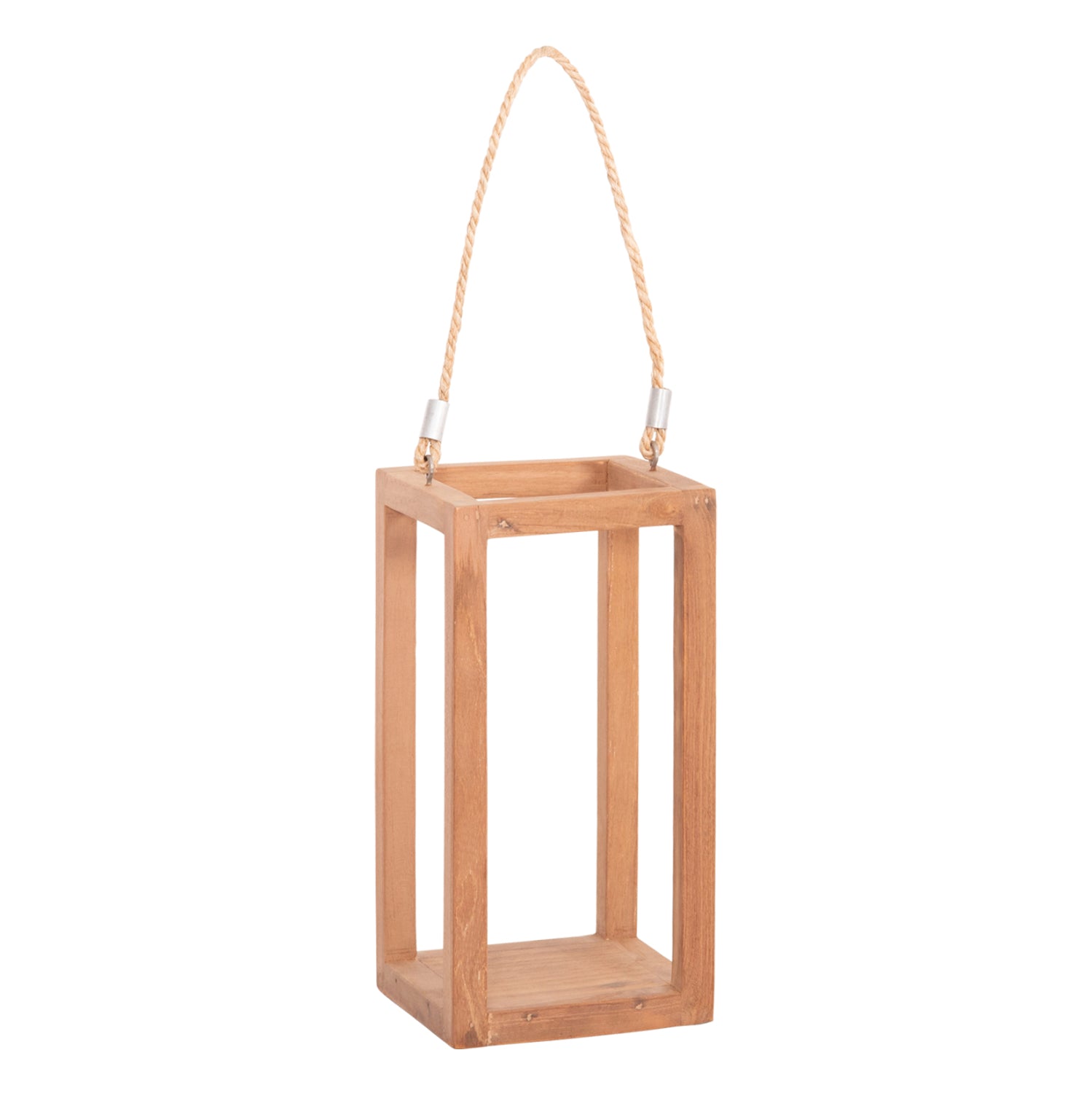 DECORATIVE TABLE LANTERN FOR CANDLES FENT HM4583 TEAK WOOD IN NATURAL 15x15x30-53Hcm.