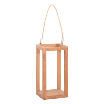 DECORATIVE TABLE LANTERN FOR CANDLES FENT HM4583 TEAK WOOD IN NATURAL 15x15x30-53Hcm.