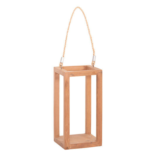 DECORATIVE TABLE LANTERN FOR CANDLES FENT HM4583 TEAK WOOD IN NATURAL 15x15x30-53Hcm.