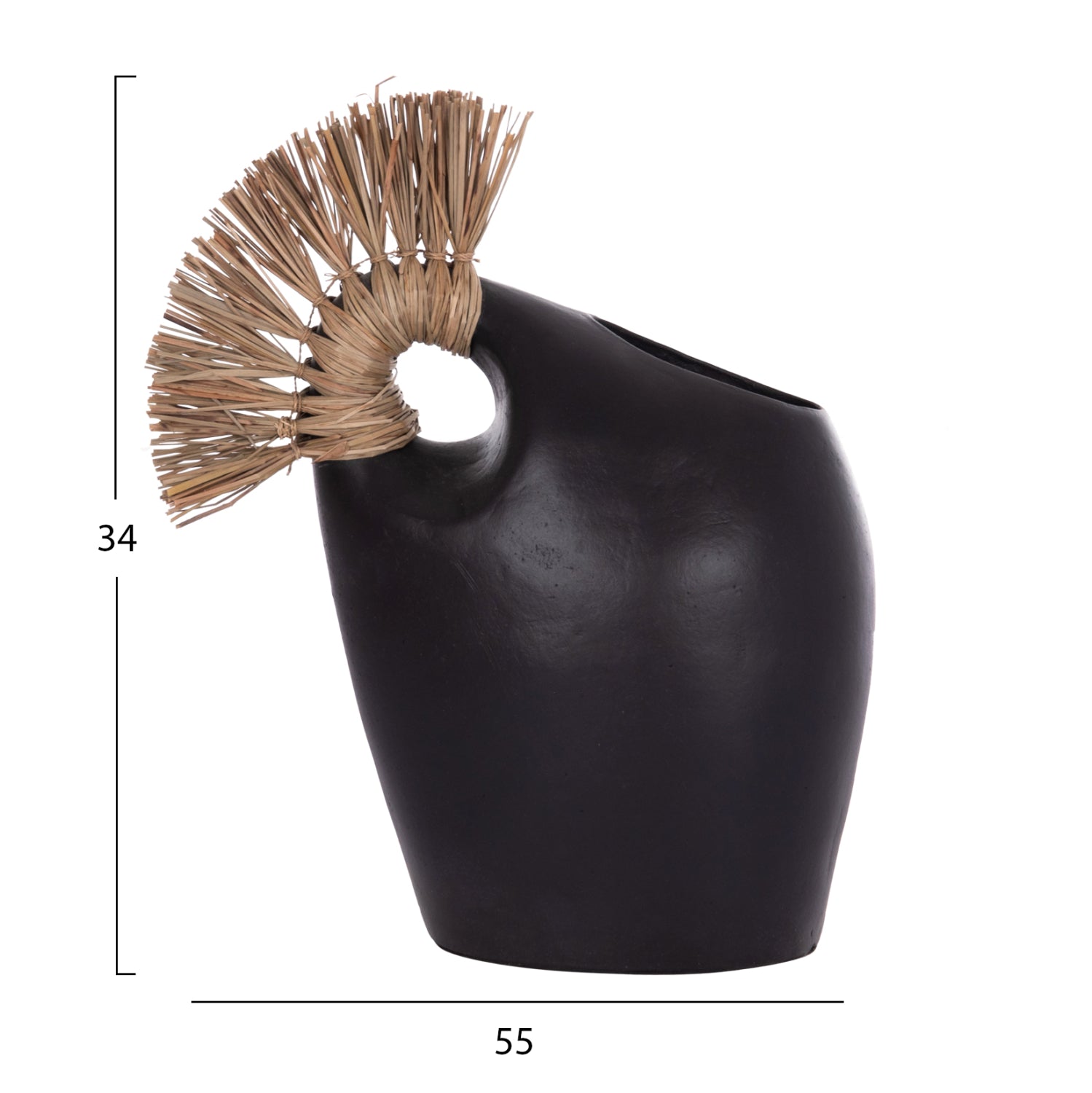 TABLE DECORATIVE VASE ALICA2 HM4671.01 TERRACOTA IN BLACK & GRASS--44x18x50Hcm.