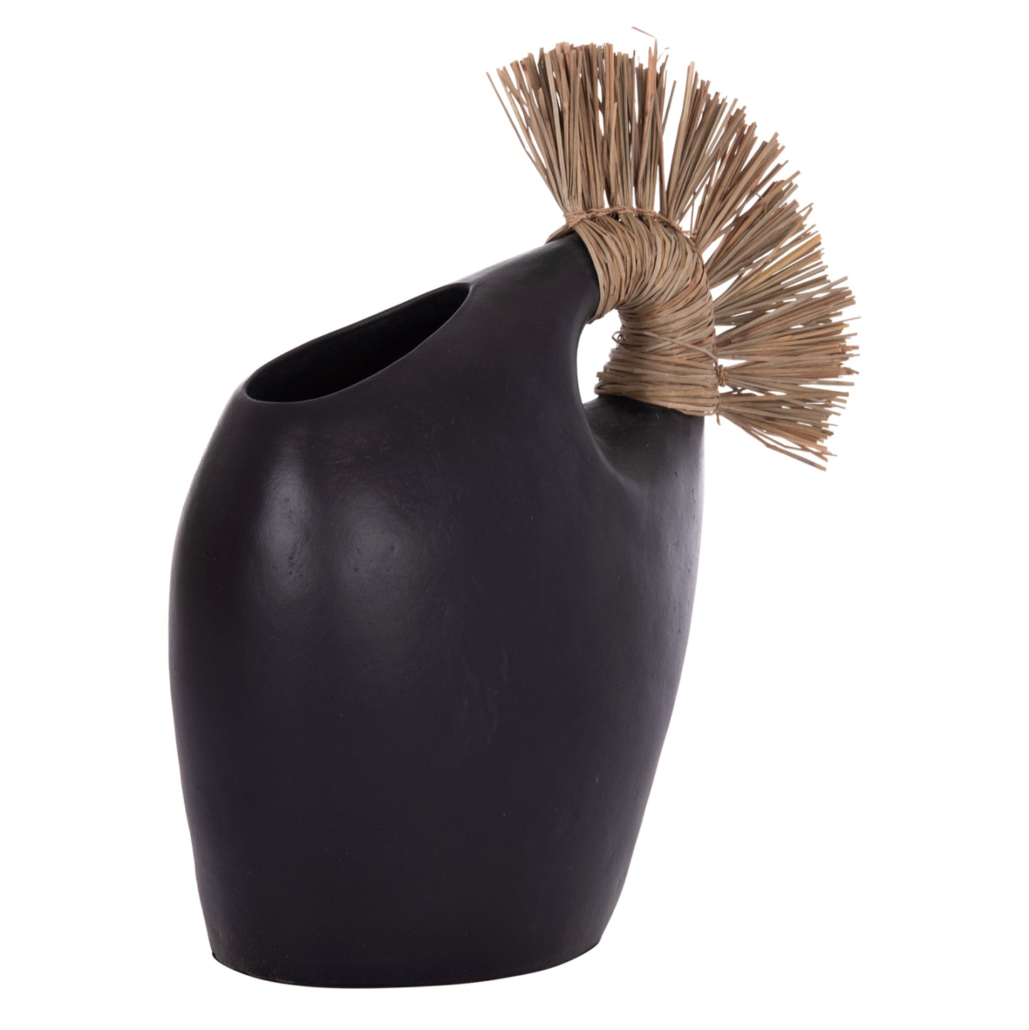 TABLE DECORATIVE VASE ALICA2 HM4671.01 TERRACOTA IN BLACK & GRASS--44x18x50Hcm.