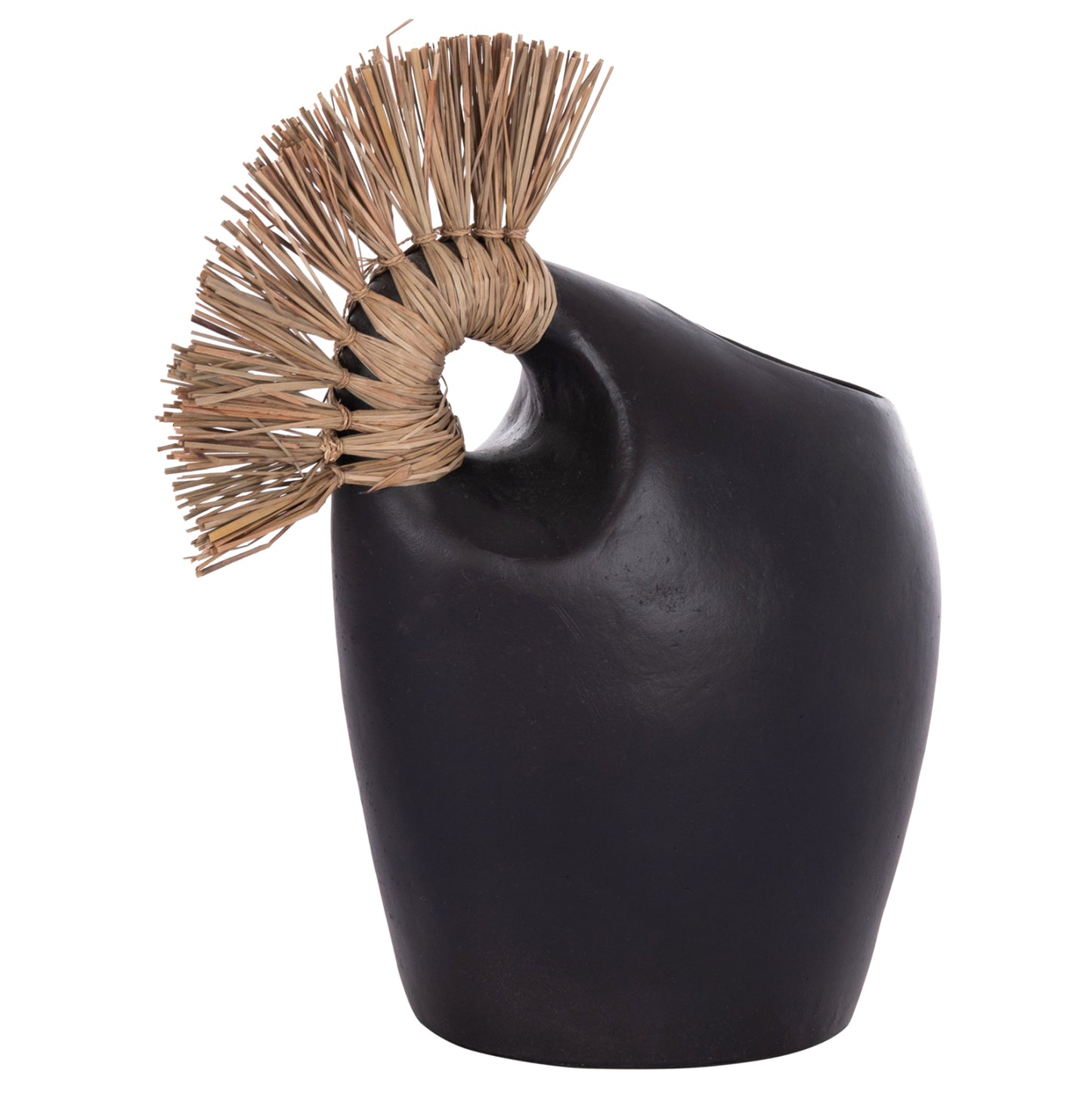 TABLE DECORATIVE VASE ALICA2 HM4671.01 TERRACOTA IN BLACK & GRASS--44x18x50Hcm.