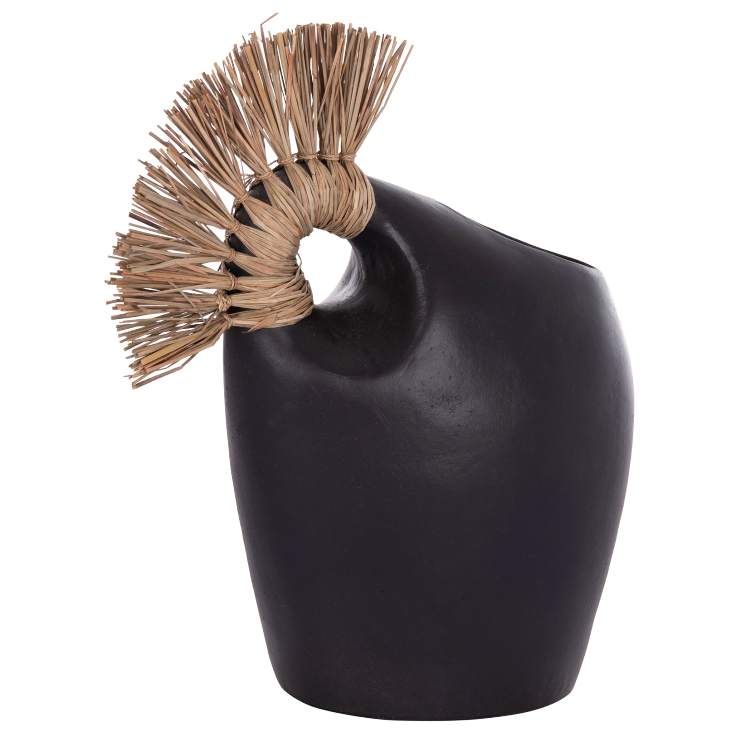 TABLE DECORATIVE VASE ALICA2 HM4671.01 TERRACOTA IN BLACK & GRASS--44x18x50Hcm.