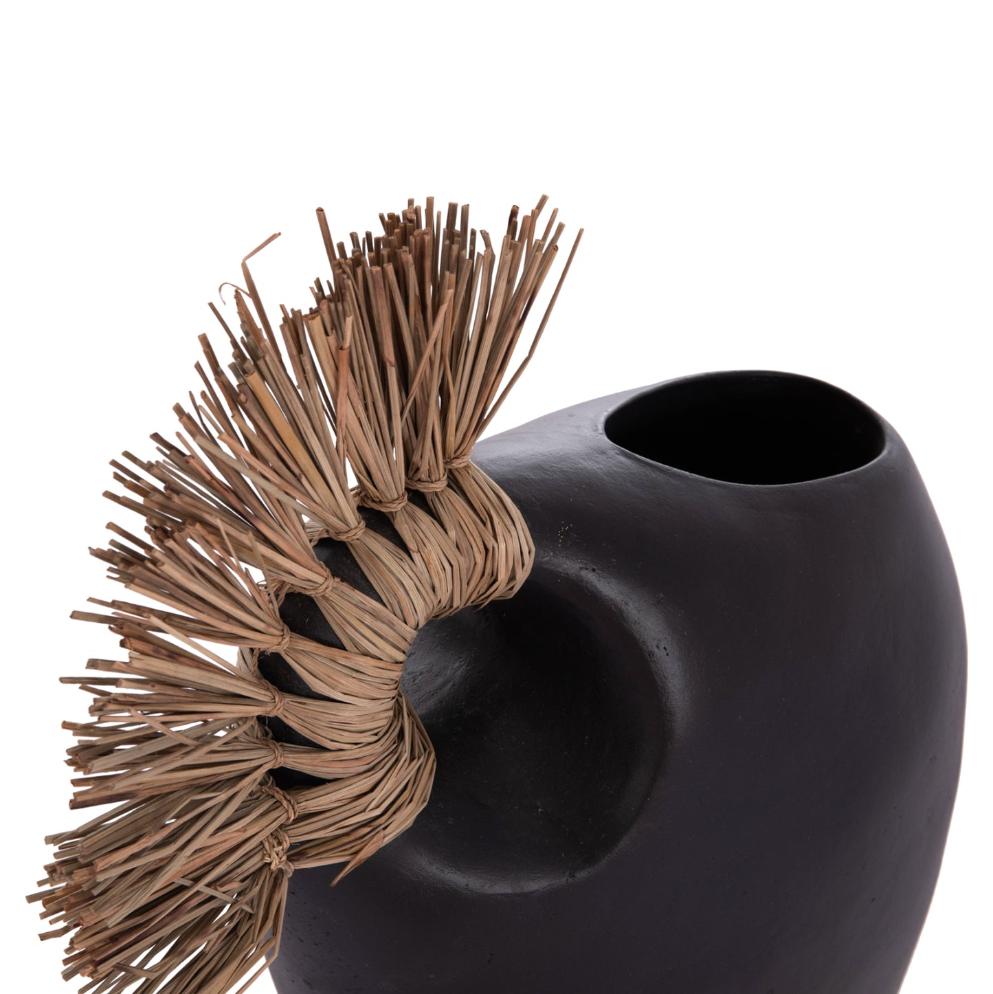 TABLE DECORATIVE VASE ALICA2 HM4671.01 TERRACOTA IN BLACK & GRASS--44x18x50Hcm.