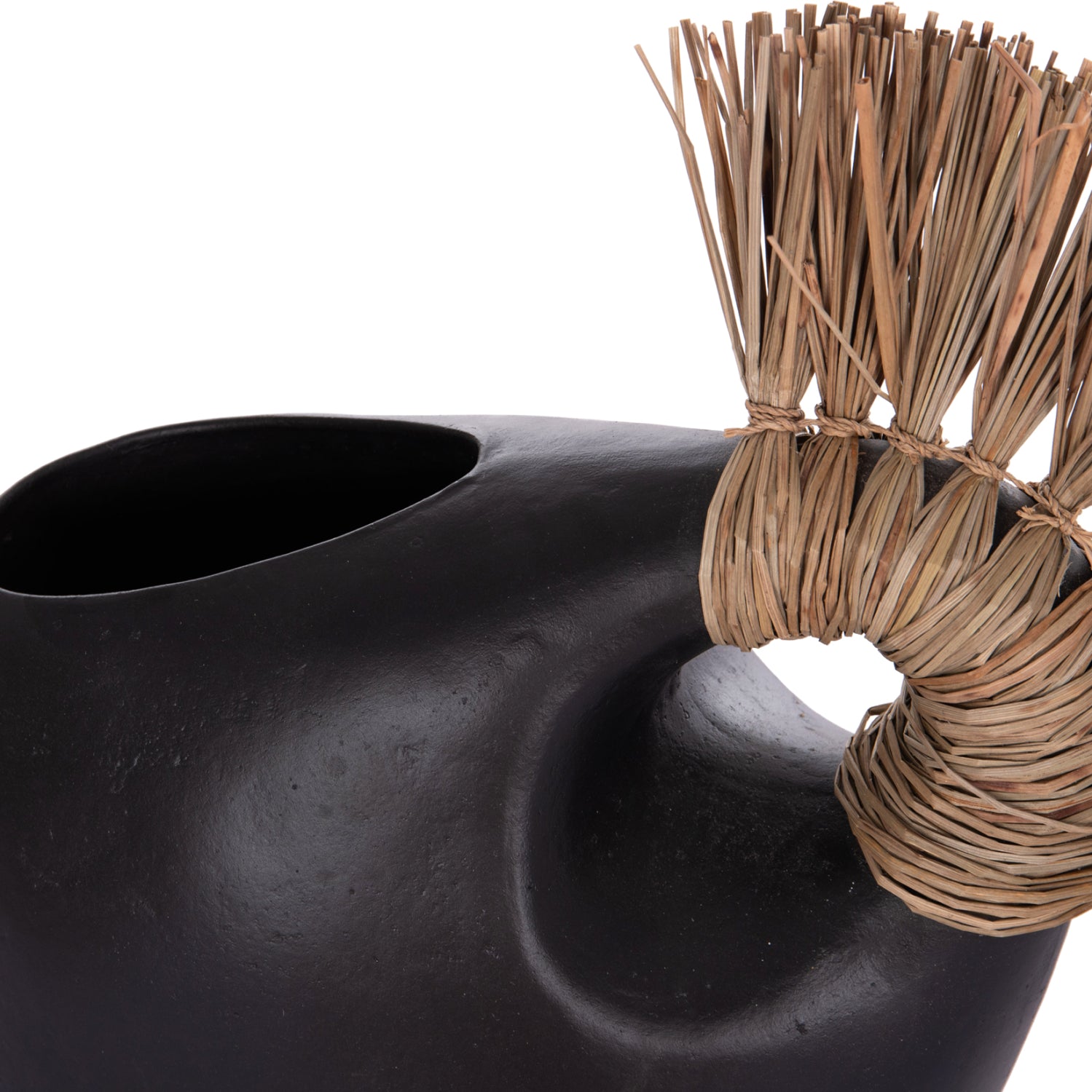 TABLE DECORATIVE VASE ALICA2 HM4671.01 TERRACOTA IN BLACK & GRASS--44x18x50Hcm.