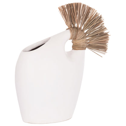 TABLE DECORATIVE VASE ALICA2 HM4671.02 TERRACOTA IN BLACK & GRASS--44x18x50Hcm.