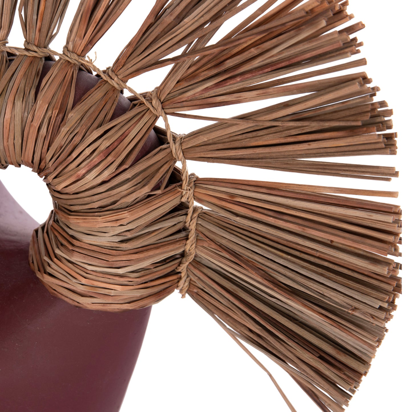 TABLE DECORATIVE VASE ALICA2 HM4671.06 TERRACOTA IN MAROON RED & GRASS--44x18x50Hcm.