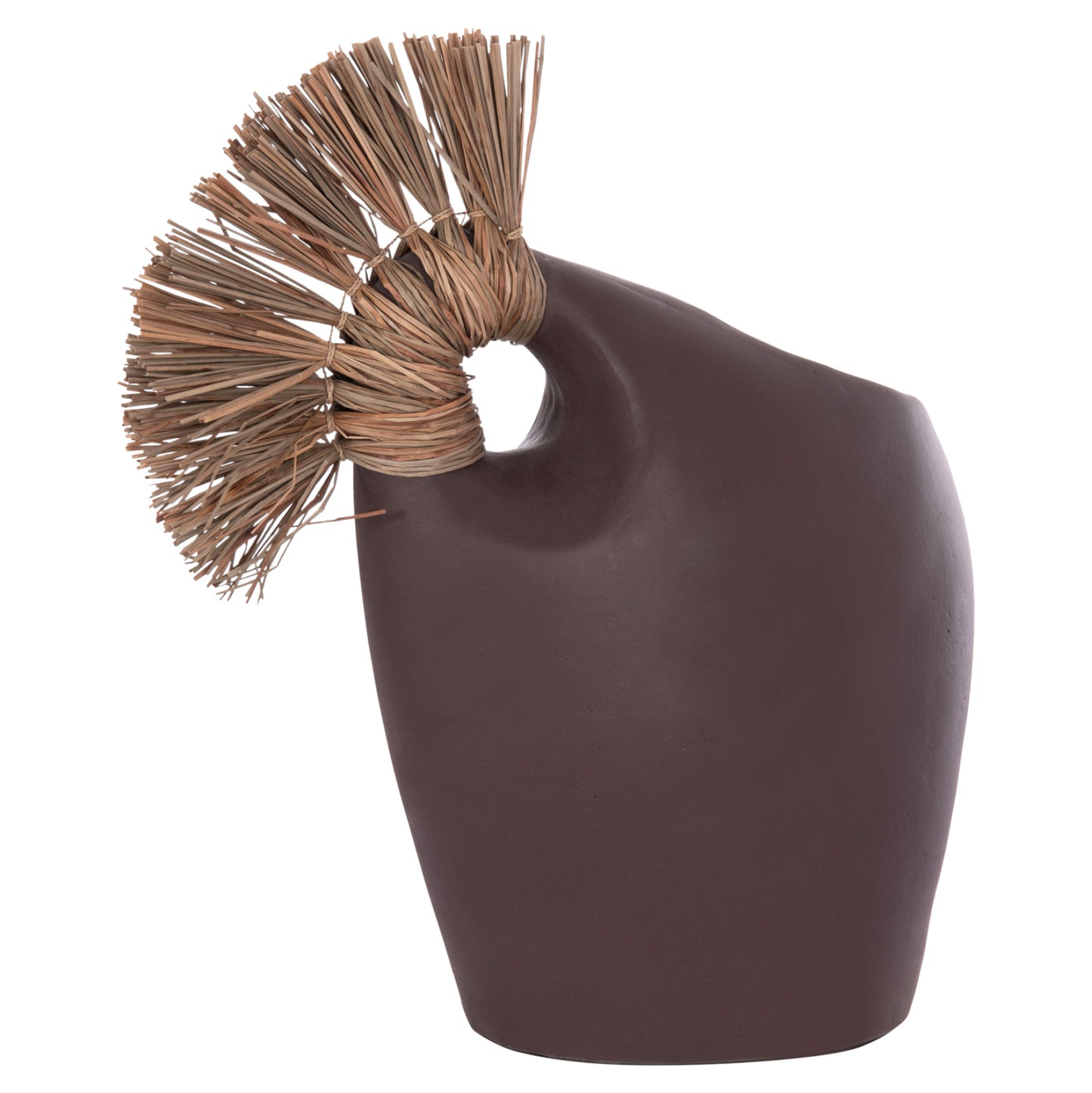 TABLE DECORATIVE VASE ALICA2 HM4671.07 TERRACOTA IN CHOCOLATE & GRASS--44x18x50Hcm.