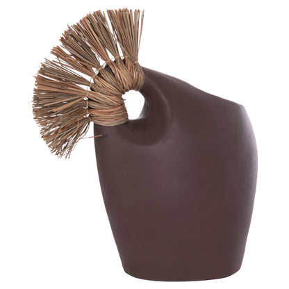 TABLE DECORATIVE VASE ALICA2 HM4671.07 TERRACOTA IN CHOCOLATE & GRASS--44x18x50Hcm.