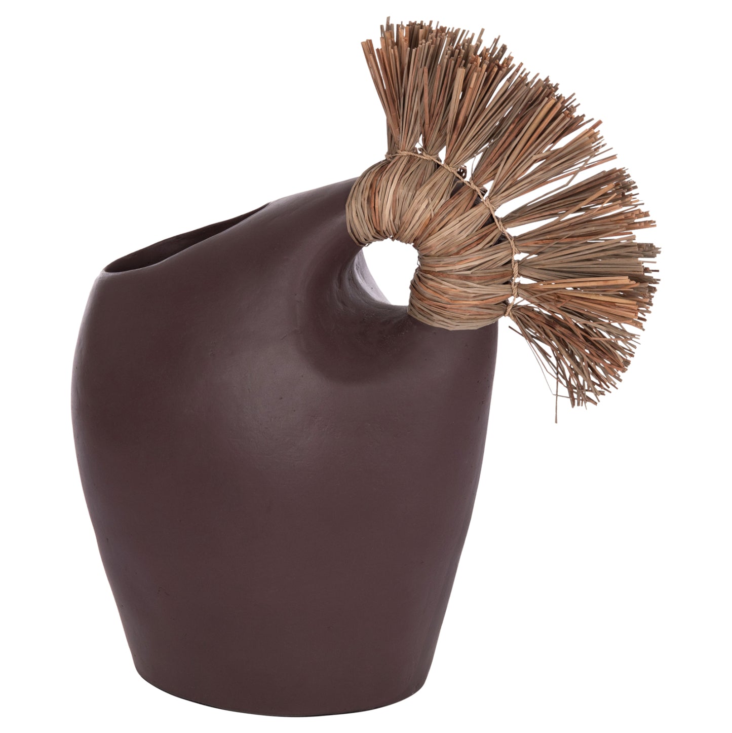 TABLE DECORATIVE VASE ALICA2 HM4671.07 TERRACOTA IN CHOCOLATE & GRASS--44x18x50Hcm.