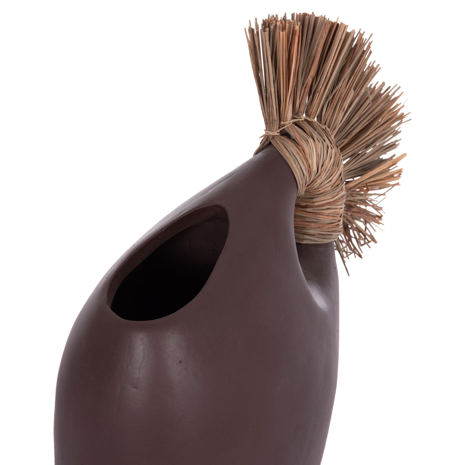 TABLE DECORATIVE VASE ALICA2 HM4671.07 TERRACOTA IN CHOCOLATE & GRASS--44x18x50Hcm.