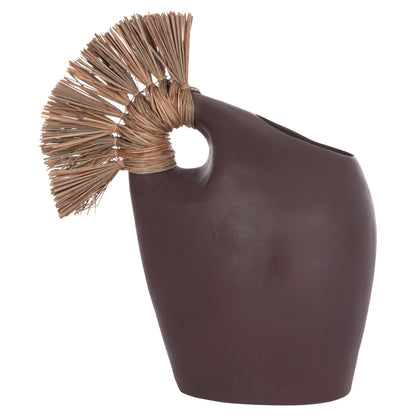 TABLE DECORATIVE VASE ALICA2 HM4671.07 TERRACOTA IN CHOCOLATE & GRASS--44x18x50Hcm.