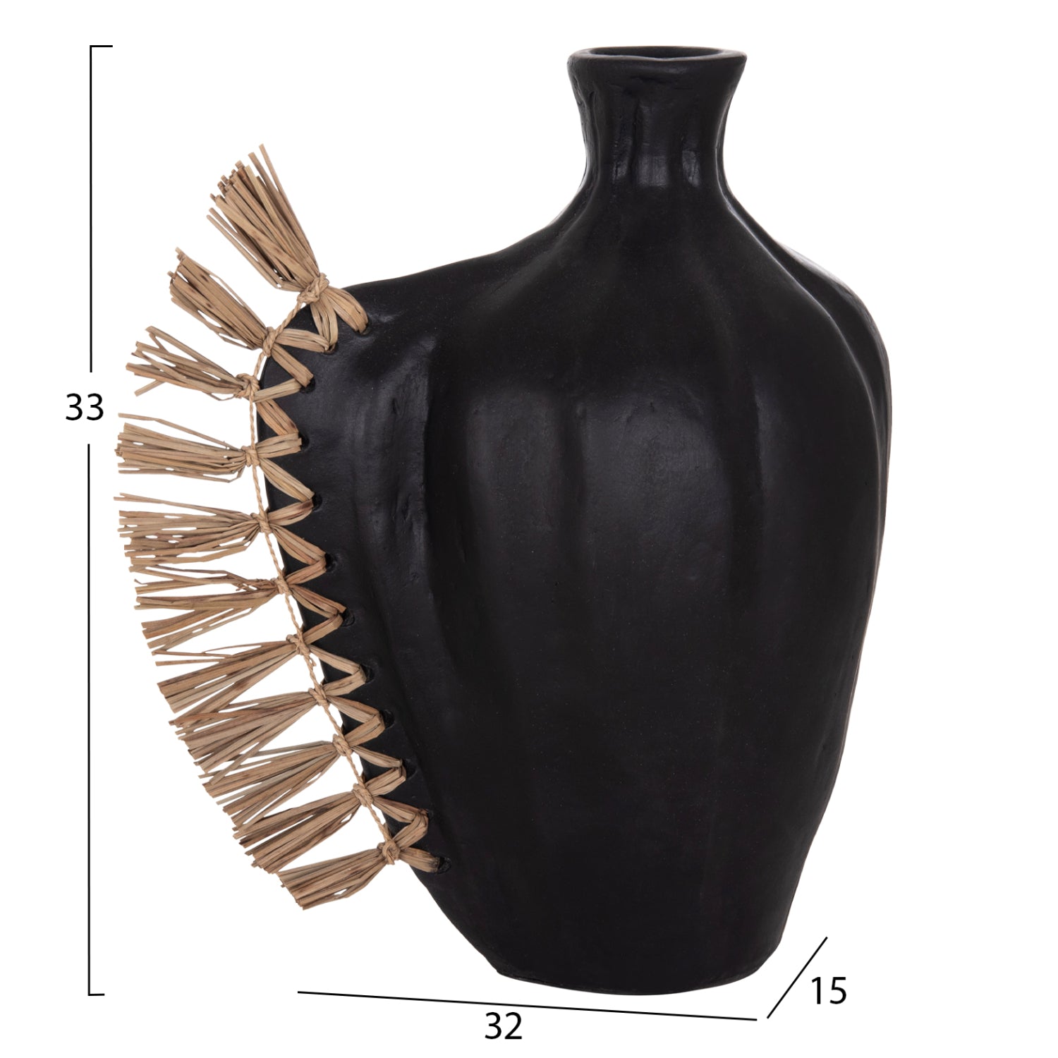TABLE DECORATIVE VASE JEBB HM4689.01 TERRACOTA IN BLACK & GRASS--32x15x33Hcm.