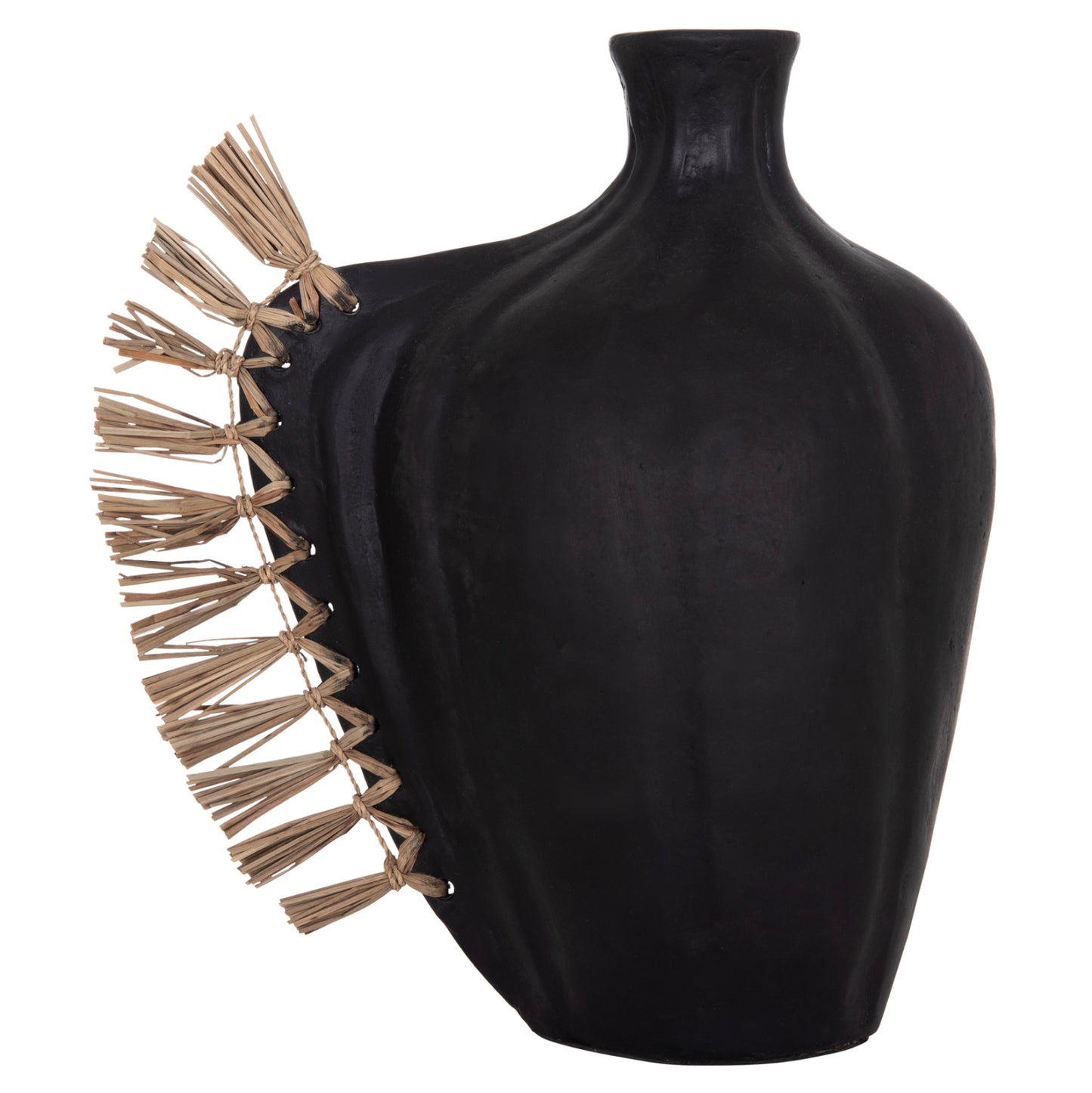 TABLE DECORATIVE VASE JEBB HM4689.01 TERRACOTA IN BLACK & GRASS--32x15x33Hcm.