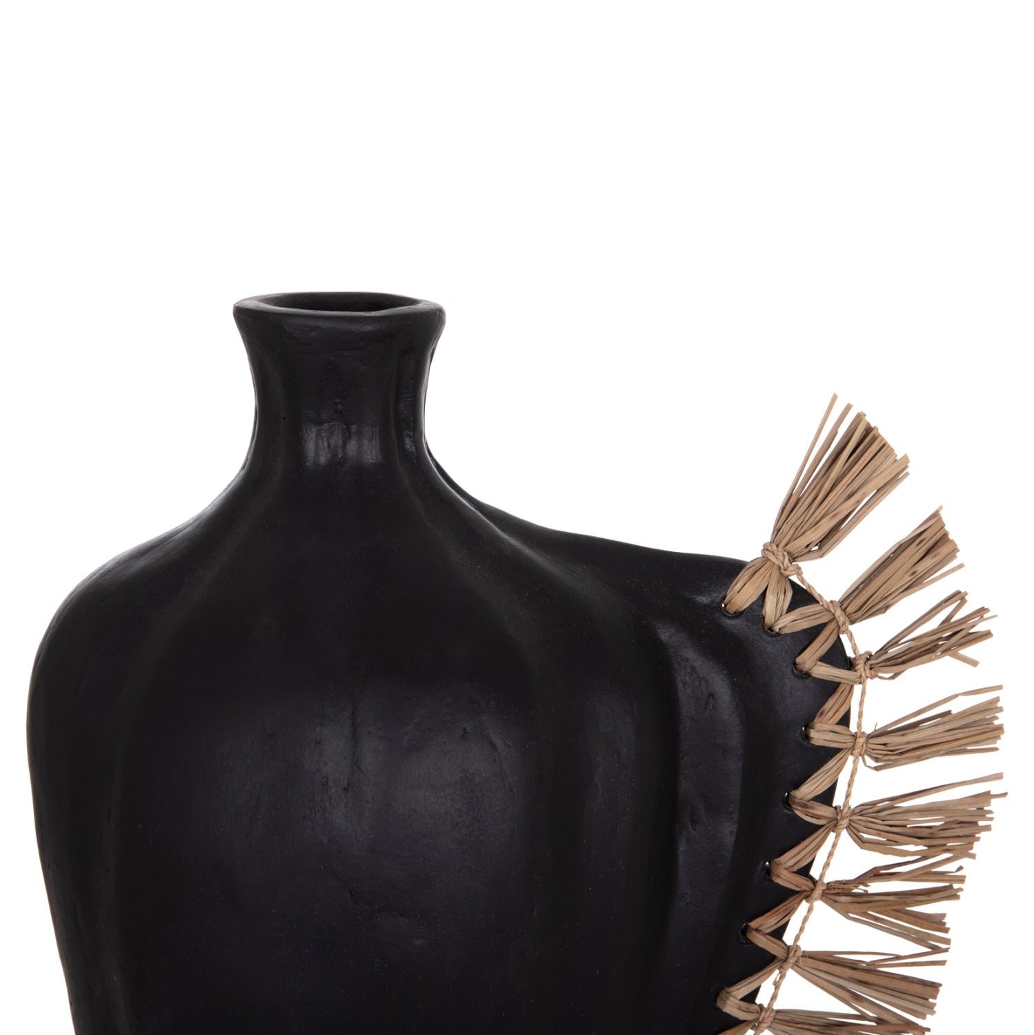 TABLE DECORATIVE VASE JEBB HM4689.01 TERRACOTA IN BLACK & GRASS--32x15x33Hcm.