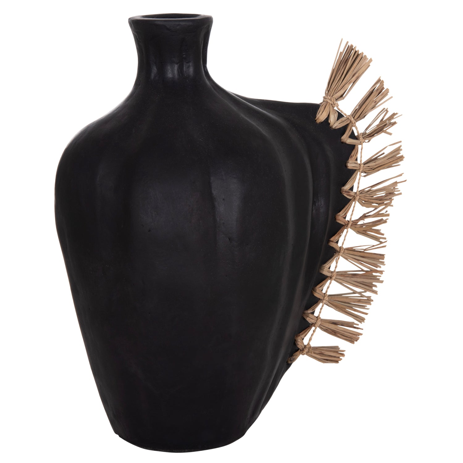 TABLE DECORATIVE VASE JEBB HM4689.01 TERRACOTA IN BLACK & GRASS--32x15x33Hcm.