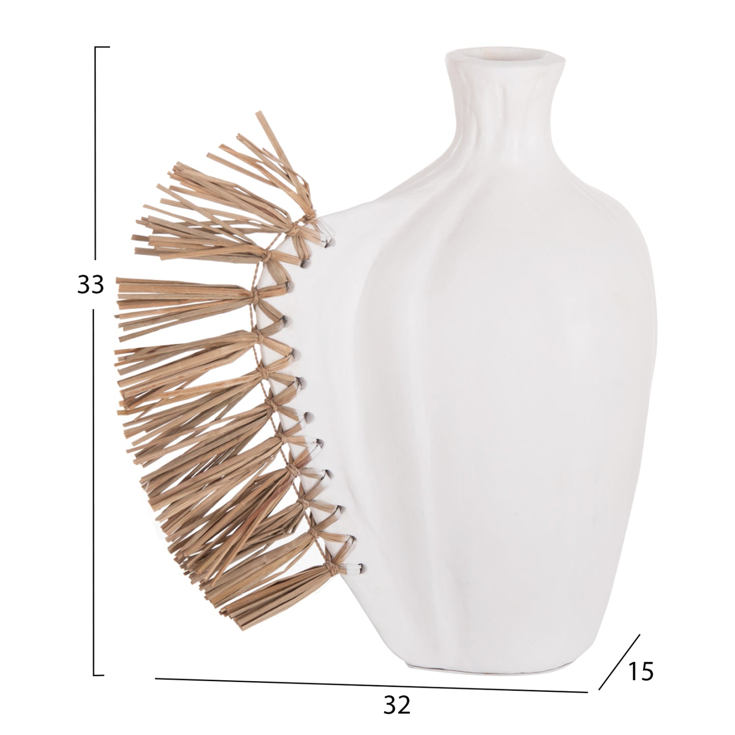 TABLE DECORATIVE VASE JEBB HM4689.02 TERRACOTA IN WHITE & GRASS--32x15x33Hcm.