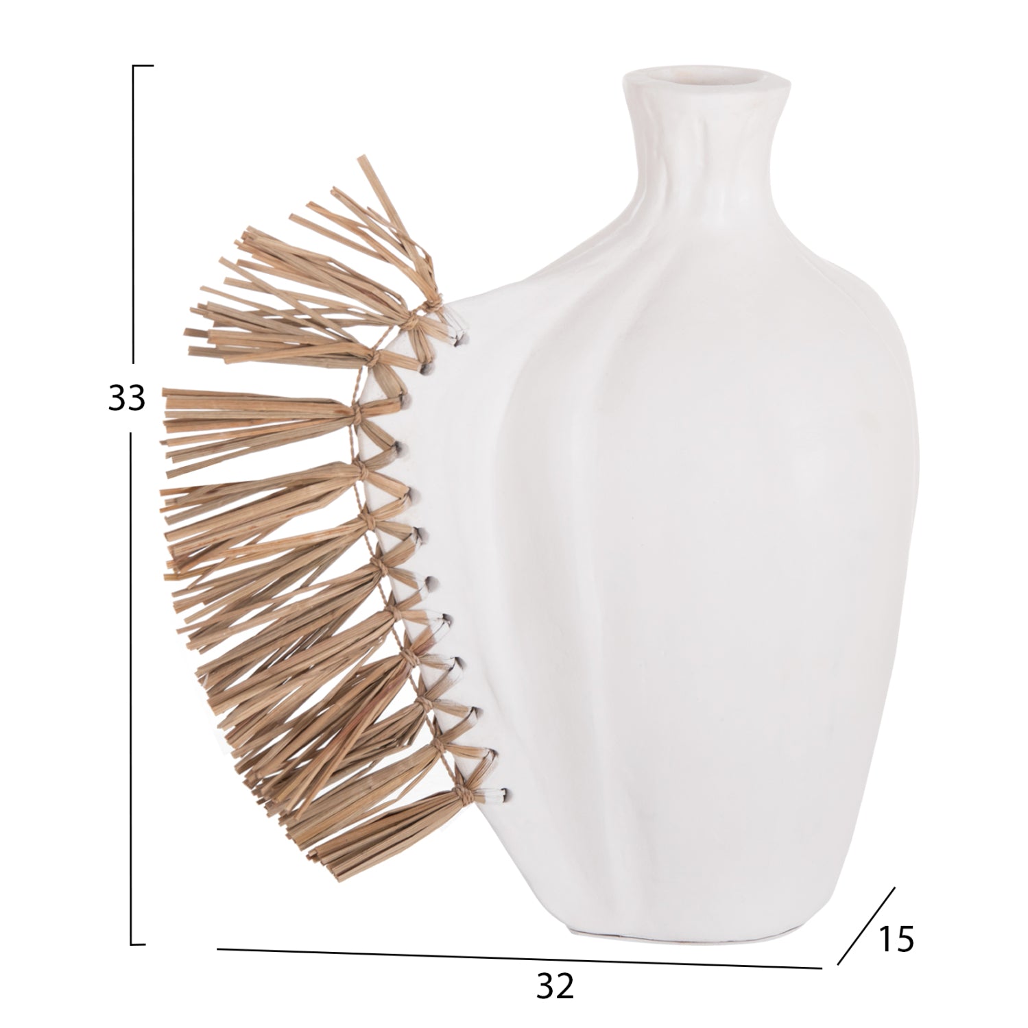 TABLE DECORATIVE VASE JEBB HM4689.02 TERRACOTA IN WHITE & GRASS--32x15x33Hcm.