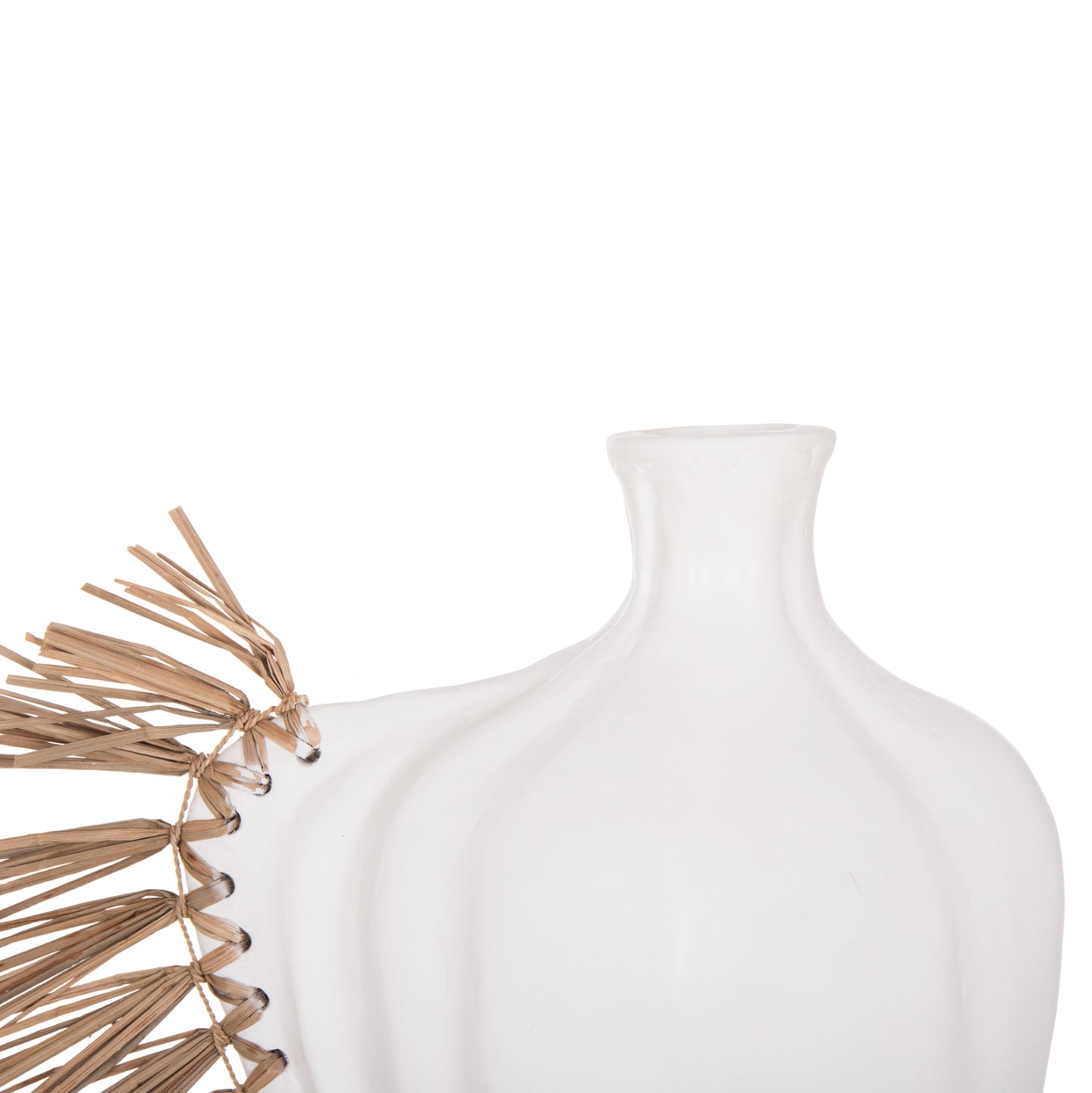 TABLE DECORATIVE VASE JEBB HM4689.02 TERRACOTA IN WHITE & GRASS--32x15x33Hcm.