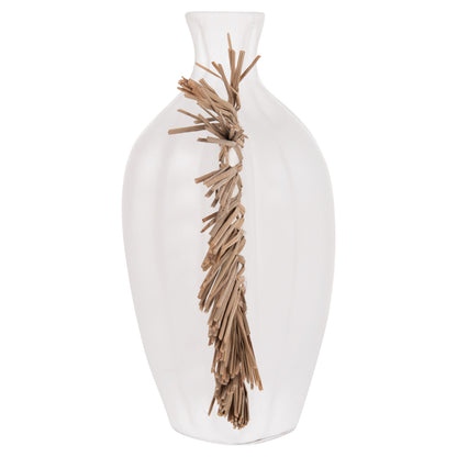 TABLE DECORATIVE VASE JEBB HM4689.02 TERRACOTA IN WHITE & GRASS--32x15x33Hcm.