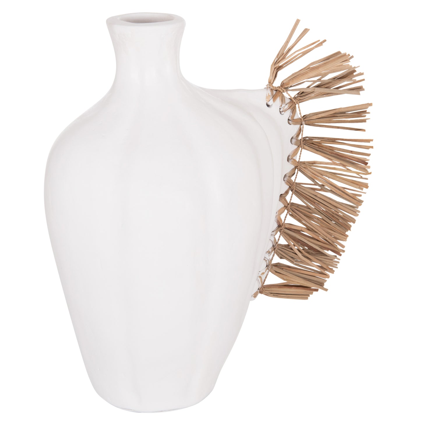 TABLE DECORATIVE VASE JEBB HM4689.02 TERRACOTA IN WHITE & GRASS--32x15x33Hcm.