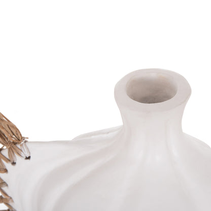 TABLE DECORATIVE VASE JEBB HM4689.02 TERRACOTA IN WHITE & GRASS--32x15x33Hcm.